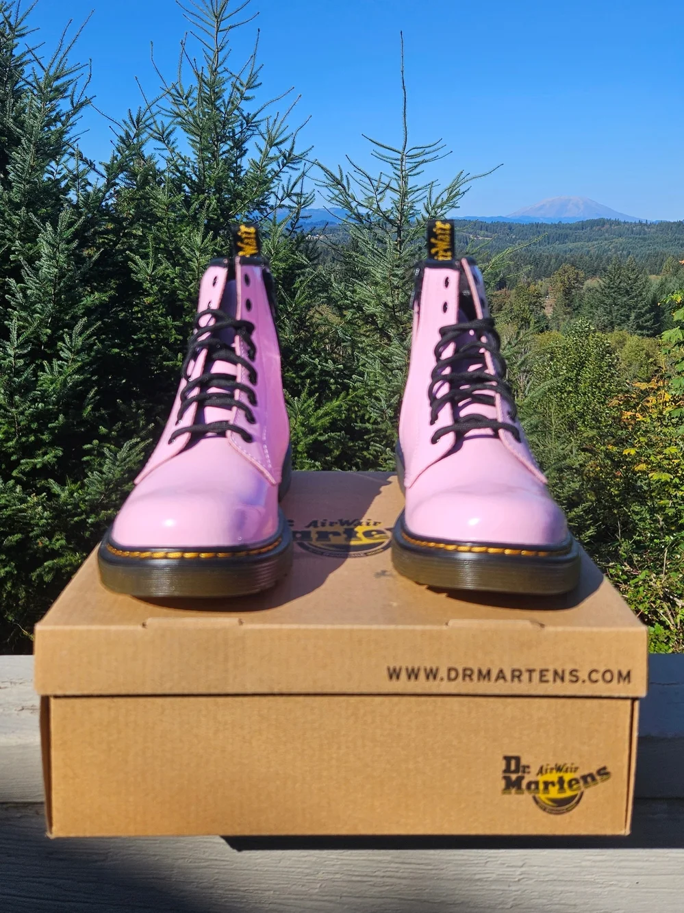 Dr. Martens 1460 J Kids Pale Pink Patent Boots UK 2 US 3-4 with Box